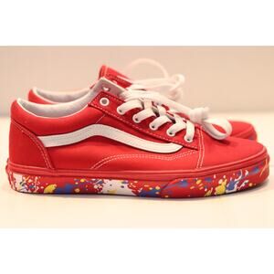 Vans Old Skool Red Paint Splatter Sz 6.5Y